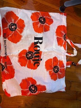 Rouje White Canvas Tote with Red Poppy Print
